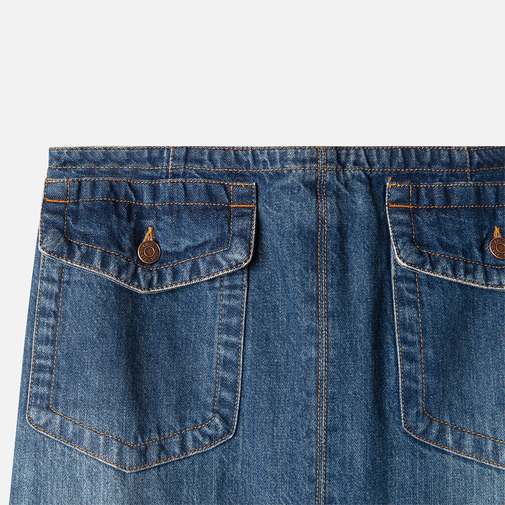 Chloe Blue Cotton Denim Midi Skirt