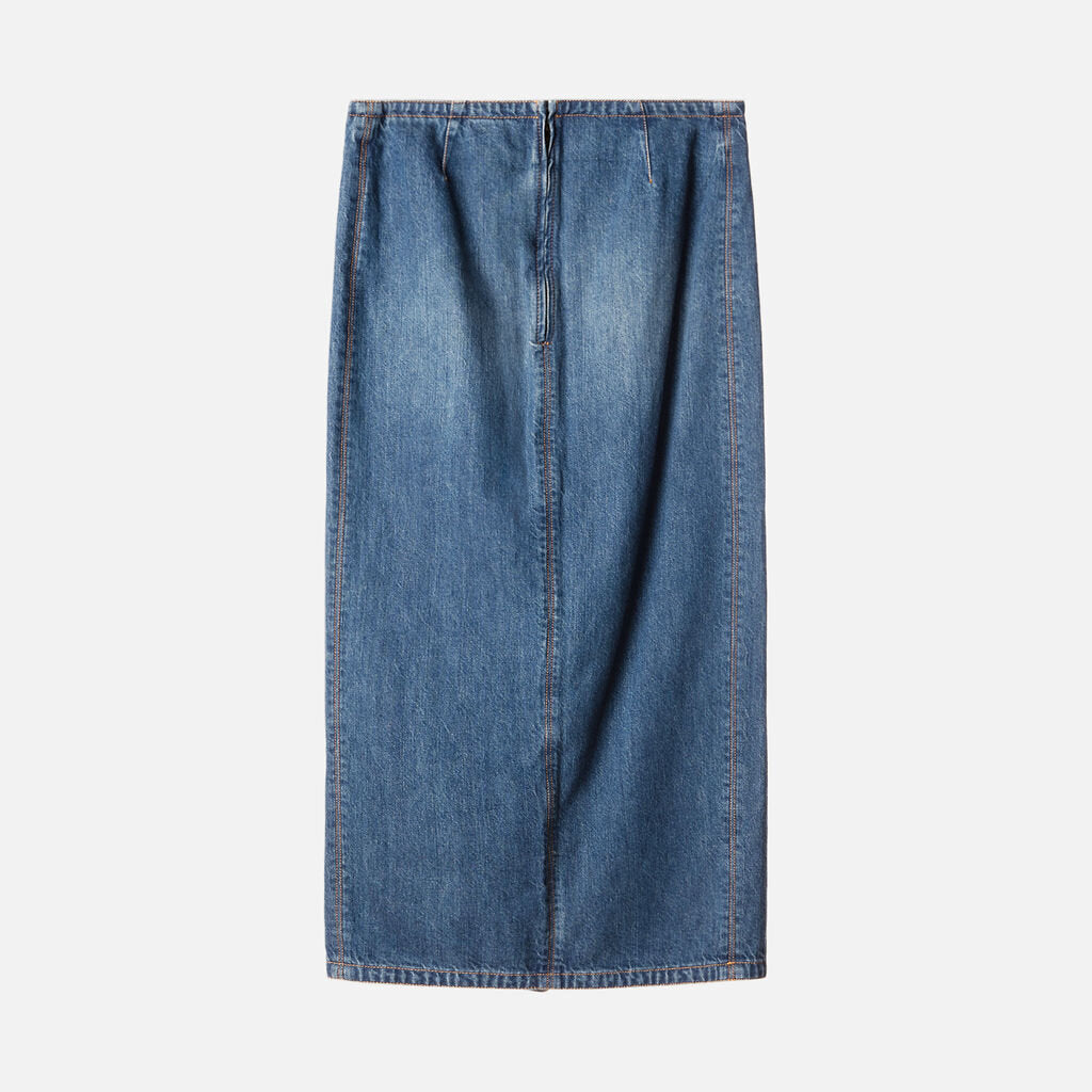 Chloe Blue Cotton Denim Midi Skirt