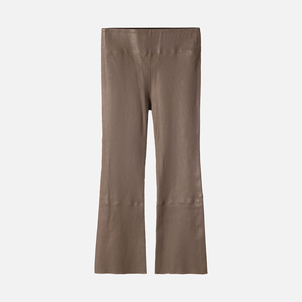 SPRWMN Brown Leather Crop Flare Pant
