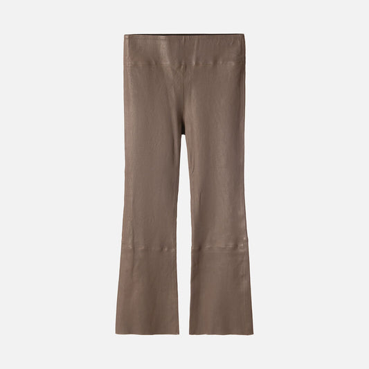 SPRWMN Brown Leather Crop Flare Pant