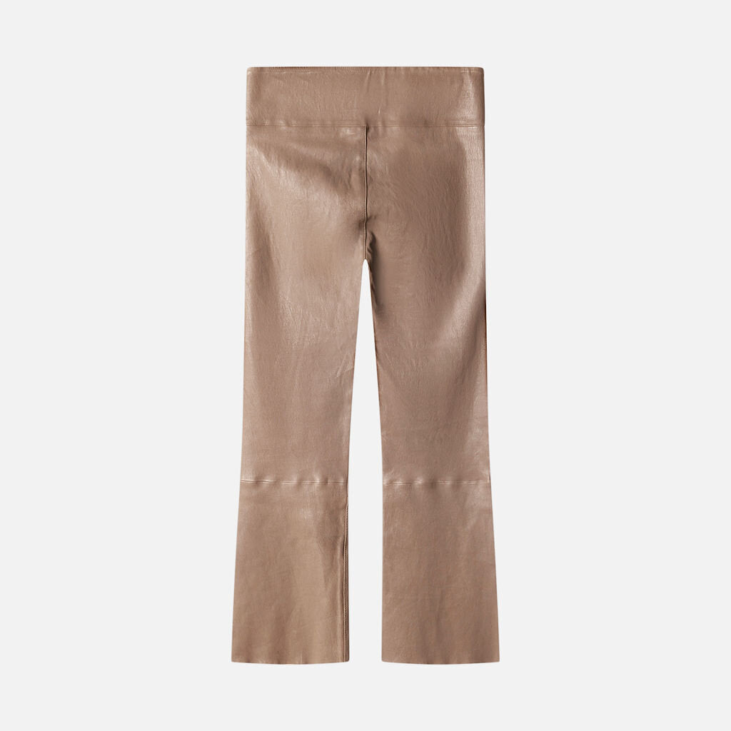 SPRWMN Brown Leather Crop Flare Pant