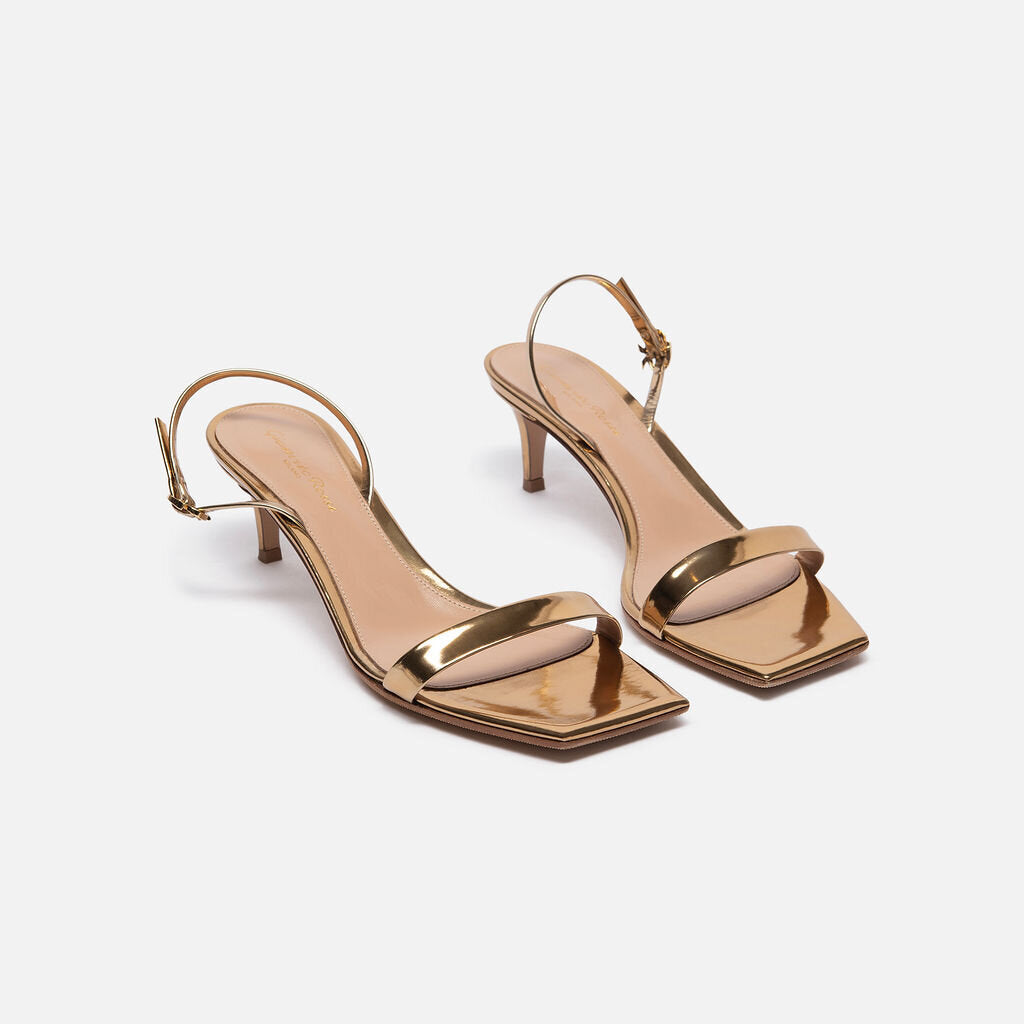 Gianvito Rossi Gold Patent Heeled Sandals