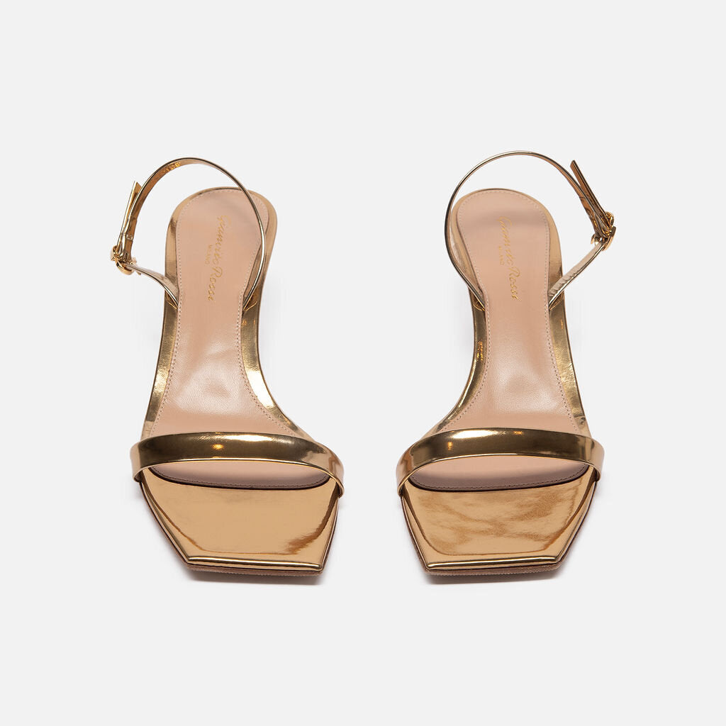 Gianvito Rossi Gold Patent Heeled Sandals