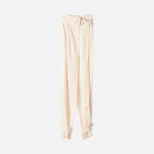 Another Tomorrow White Lyocell & Cotton Trouser