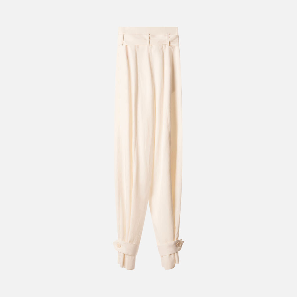 Another Tomorrow White Lyocell & Cotton Trouser