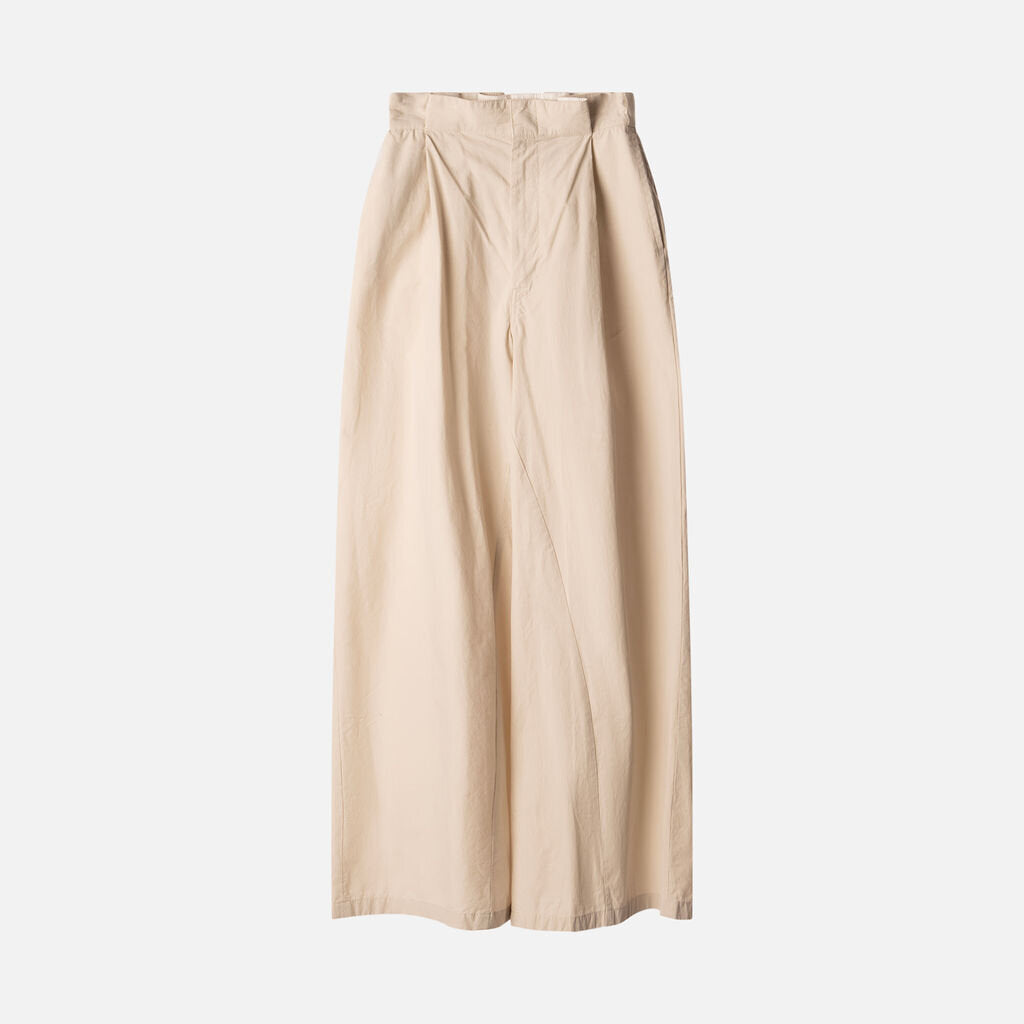 Maison Margiela Cream Cotton & Poly Pleated Trouser