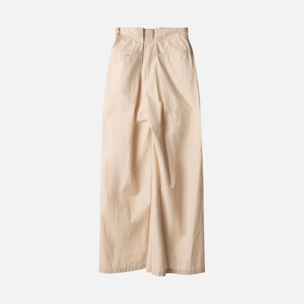 Maison Margiela Cream Cotton & Poly Pleated Trouser