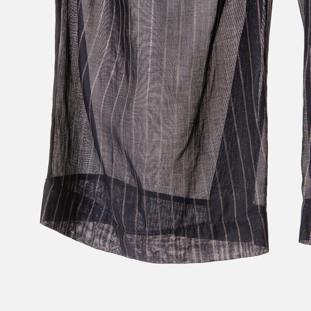 Brunello Navy & Silver Stripe Cotton Sheer Overlay Pants