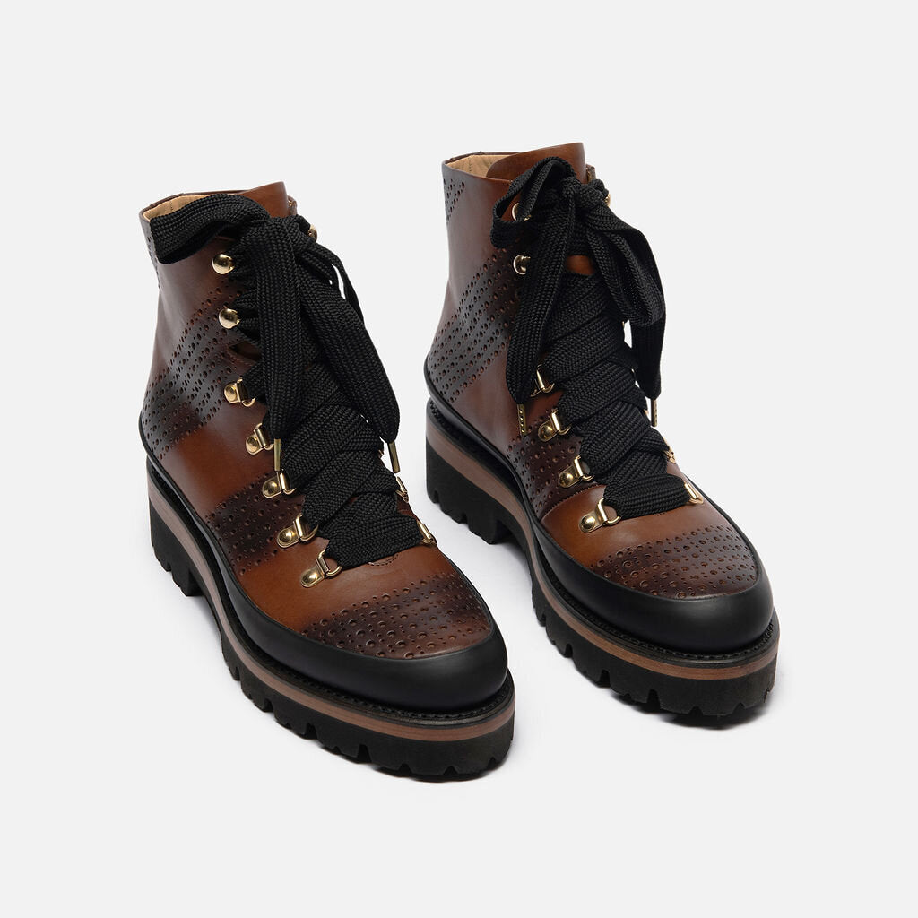 The Office of Angela Scott Brown Leather Lace Up Boots