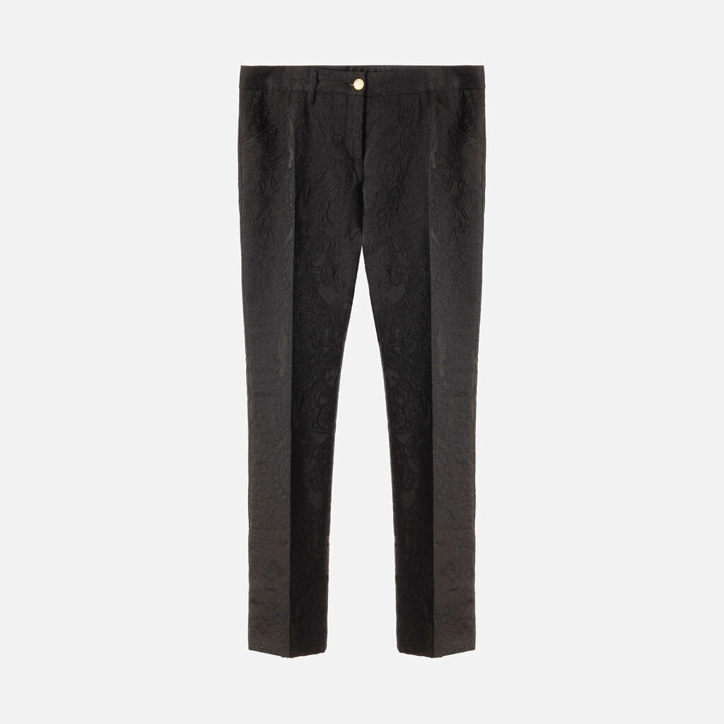 Dolce & Gabbana Black Acrylic & Poly Jacquard Pants