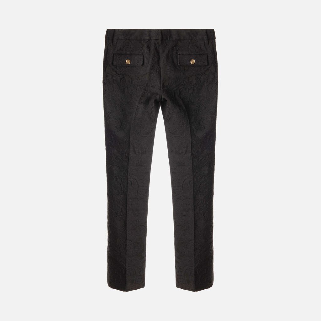 Dolce & Gabbana Black Acrylic & Poly Jacquard Pants