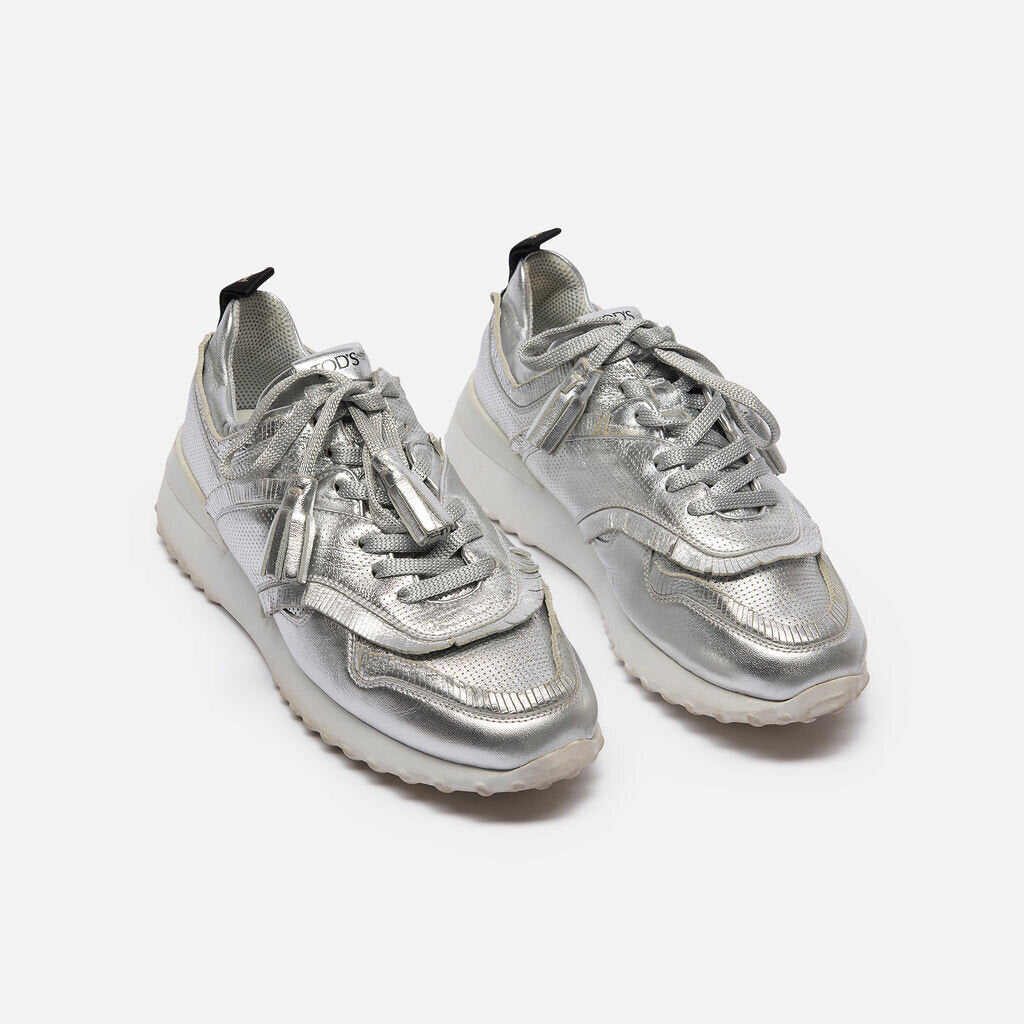 Tod's Silver Metallic Sneakers