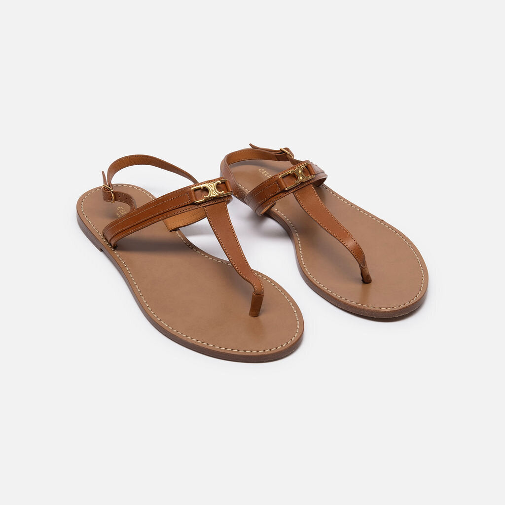 Celine Brown Leather Triomphe Sandals