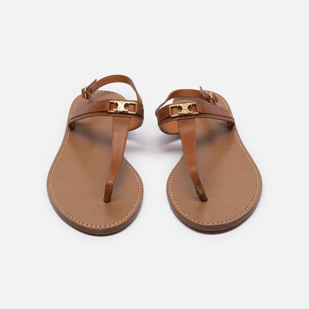 Celine Brown Leather Triomphe Sandals