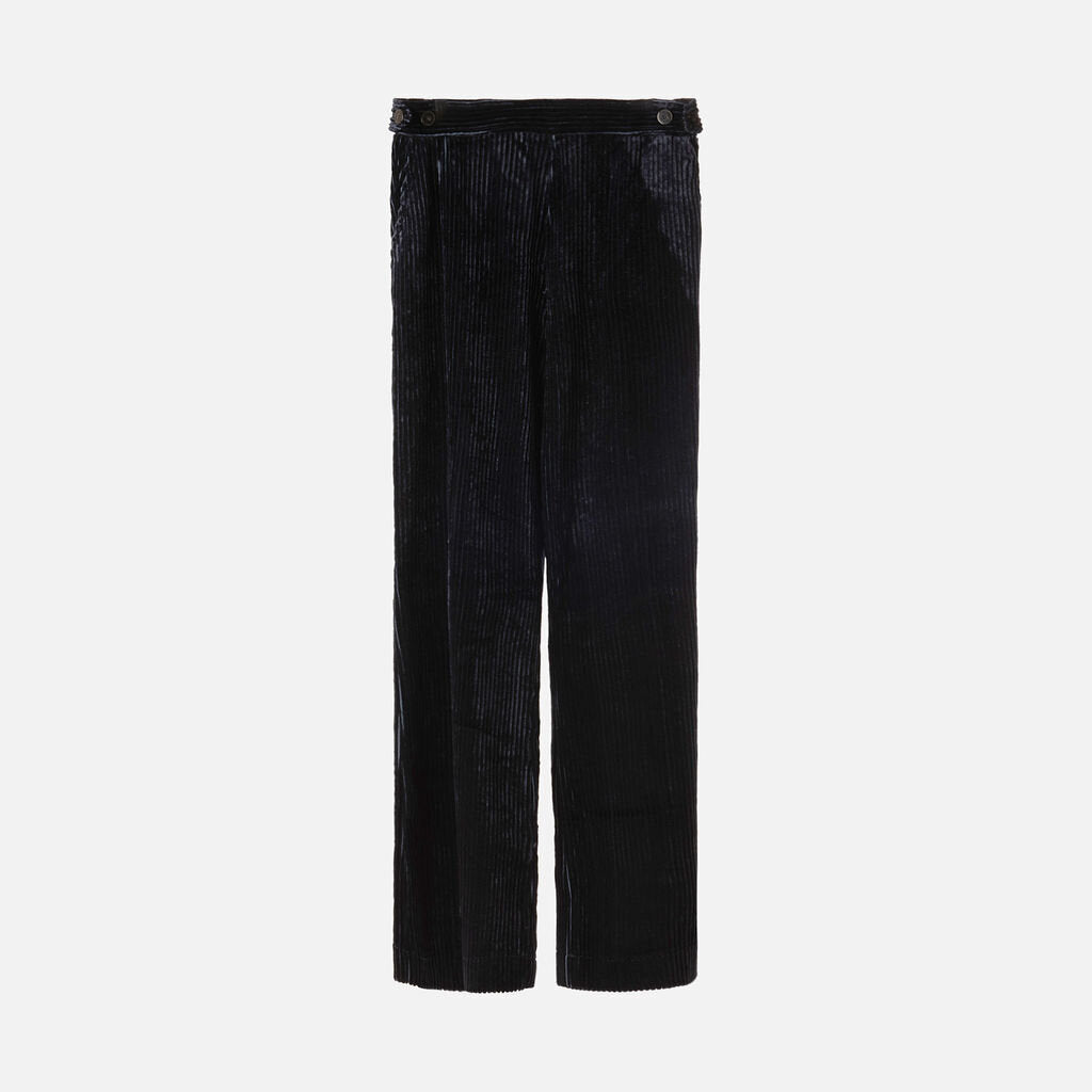forte_forte Navy Blue Corduroy Wide Leg Pants