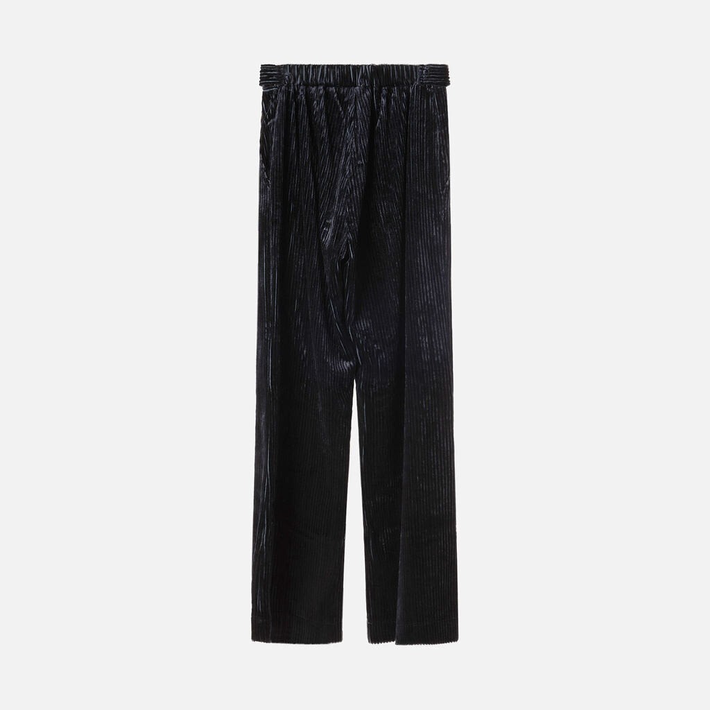 forte_forte Navy Blue Corduroy Wide Leg Pants