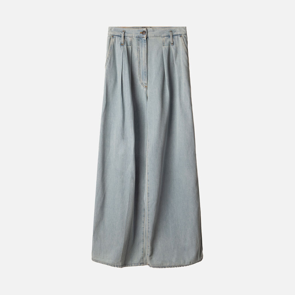 Dries Van Noten Blue Wide Leg Denim Trousers