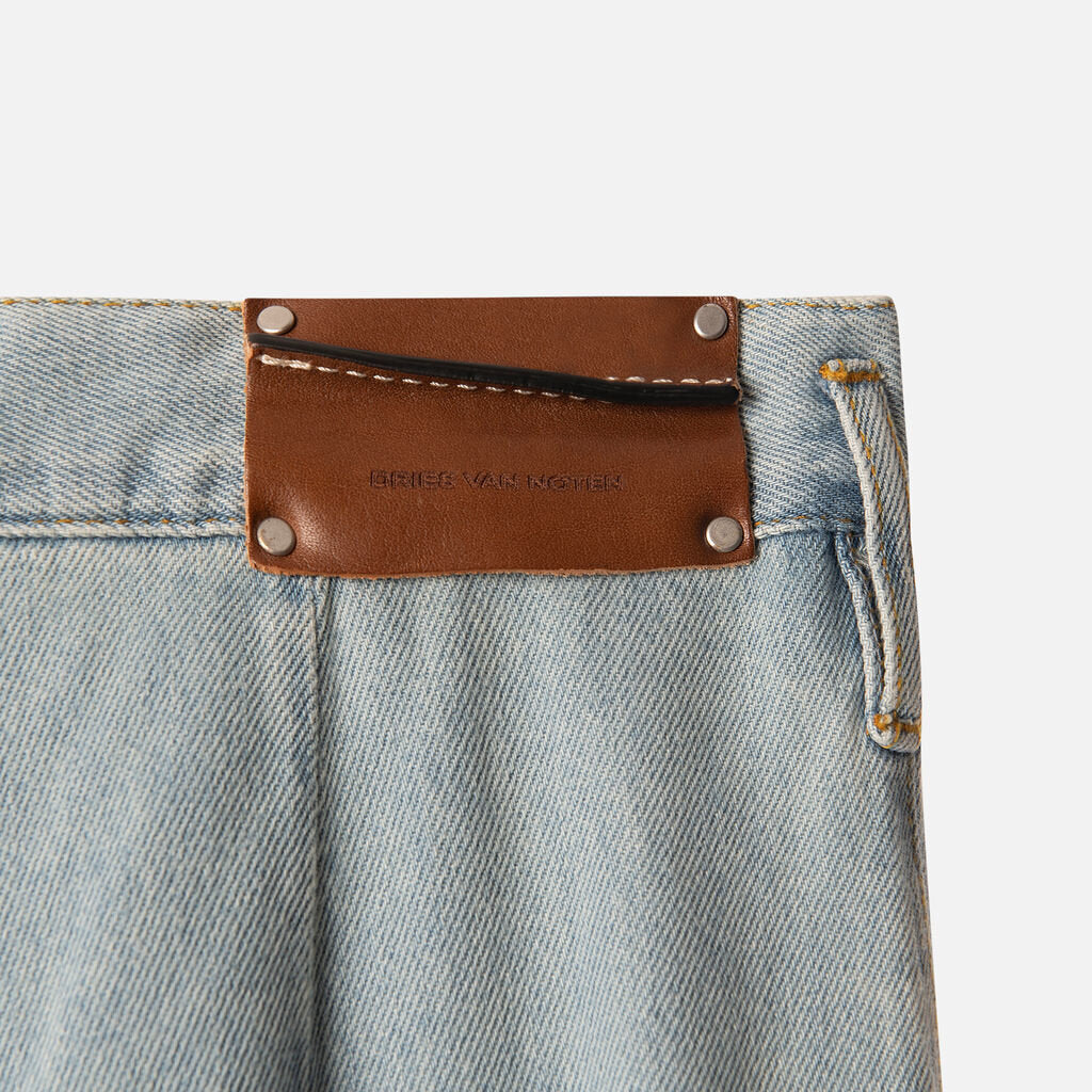 Dries Van Noten Blue Wide Leg Denim Trousers