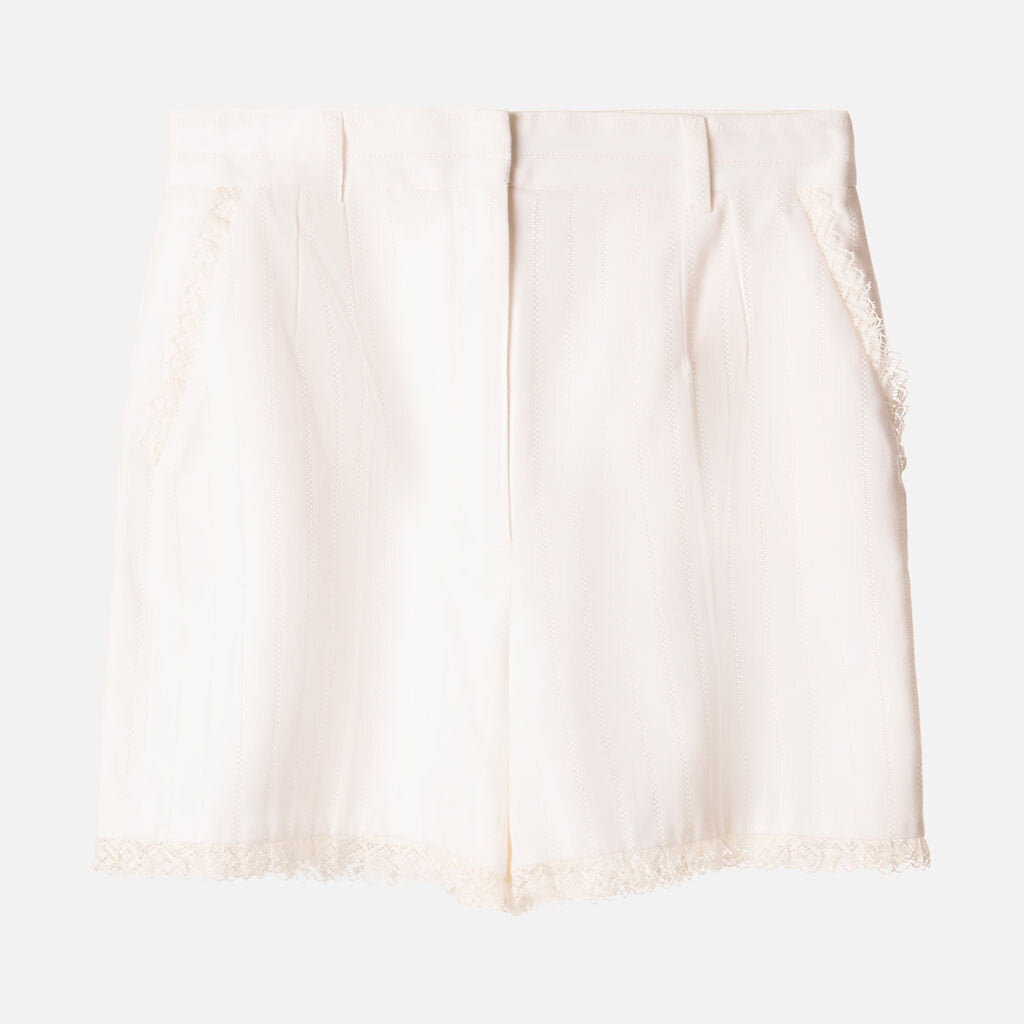 Dolce & Gabbana White Short Lace Hem Cotton