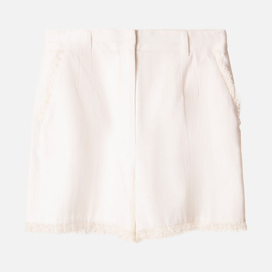Dolce & Gabbana White Short Lace Hem Cotton