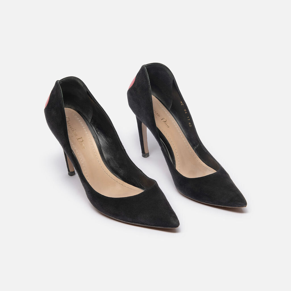 Christian Dior Black Suede Heart Pumps