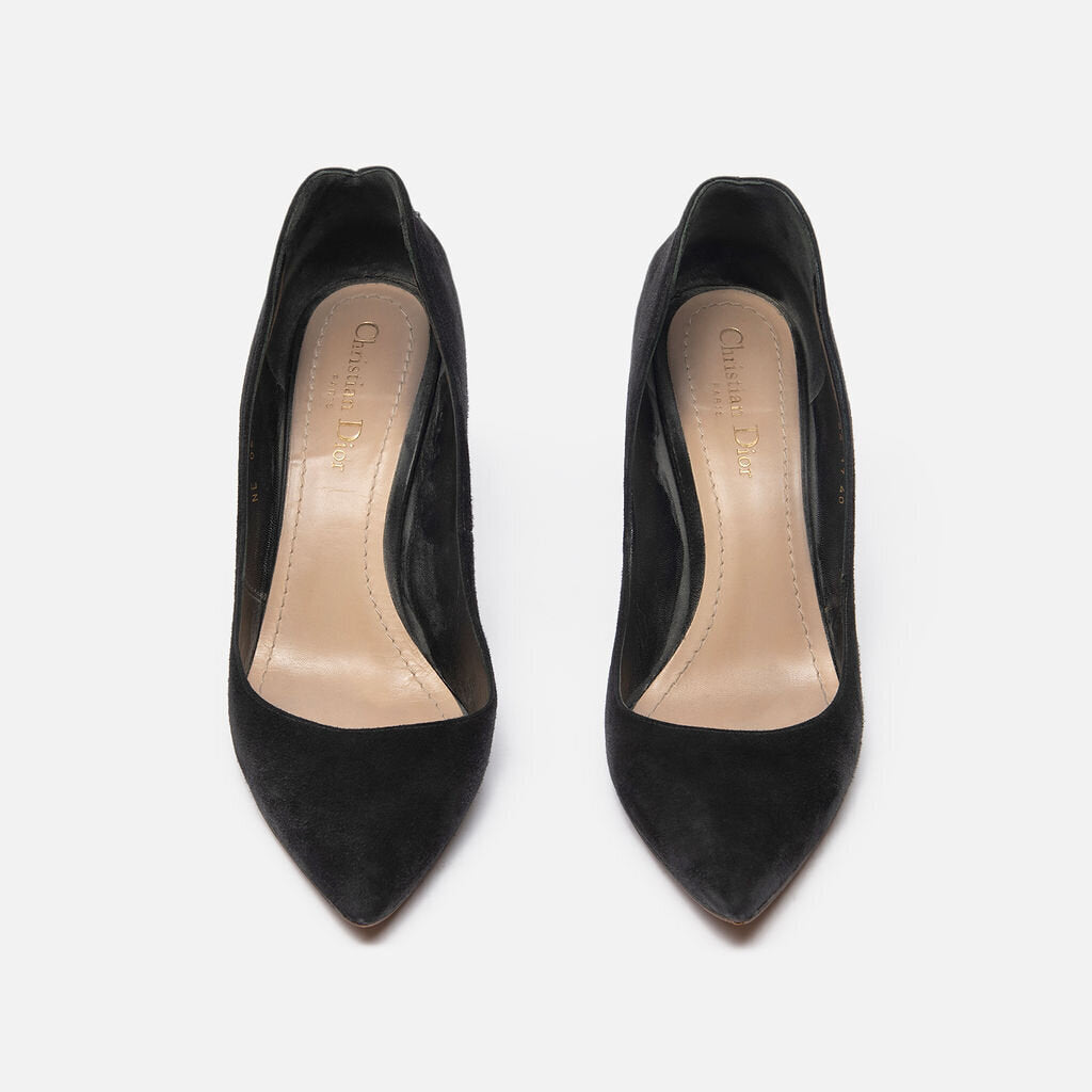 Christian Dior Black Suede Heart Pumps