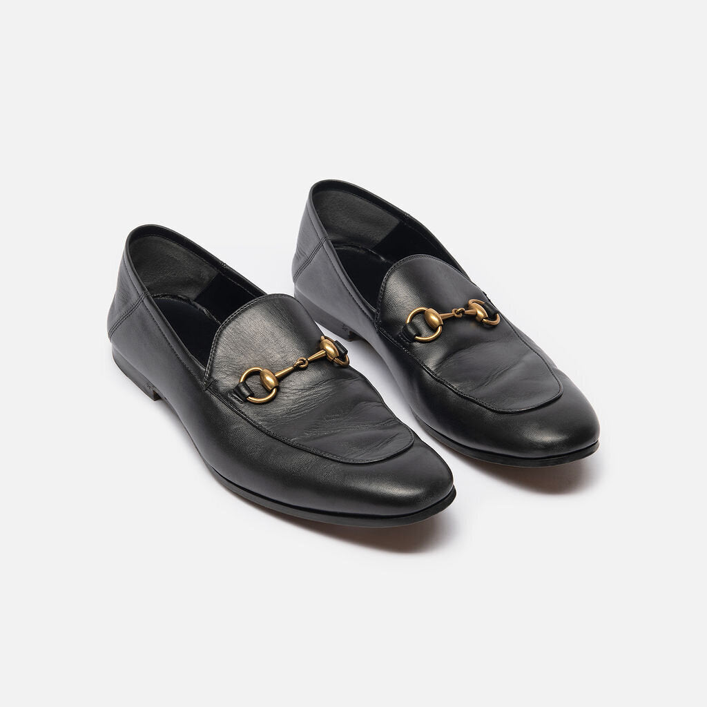 Gucci Black Leather Horesebit Shoes