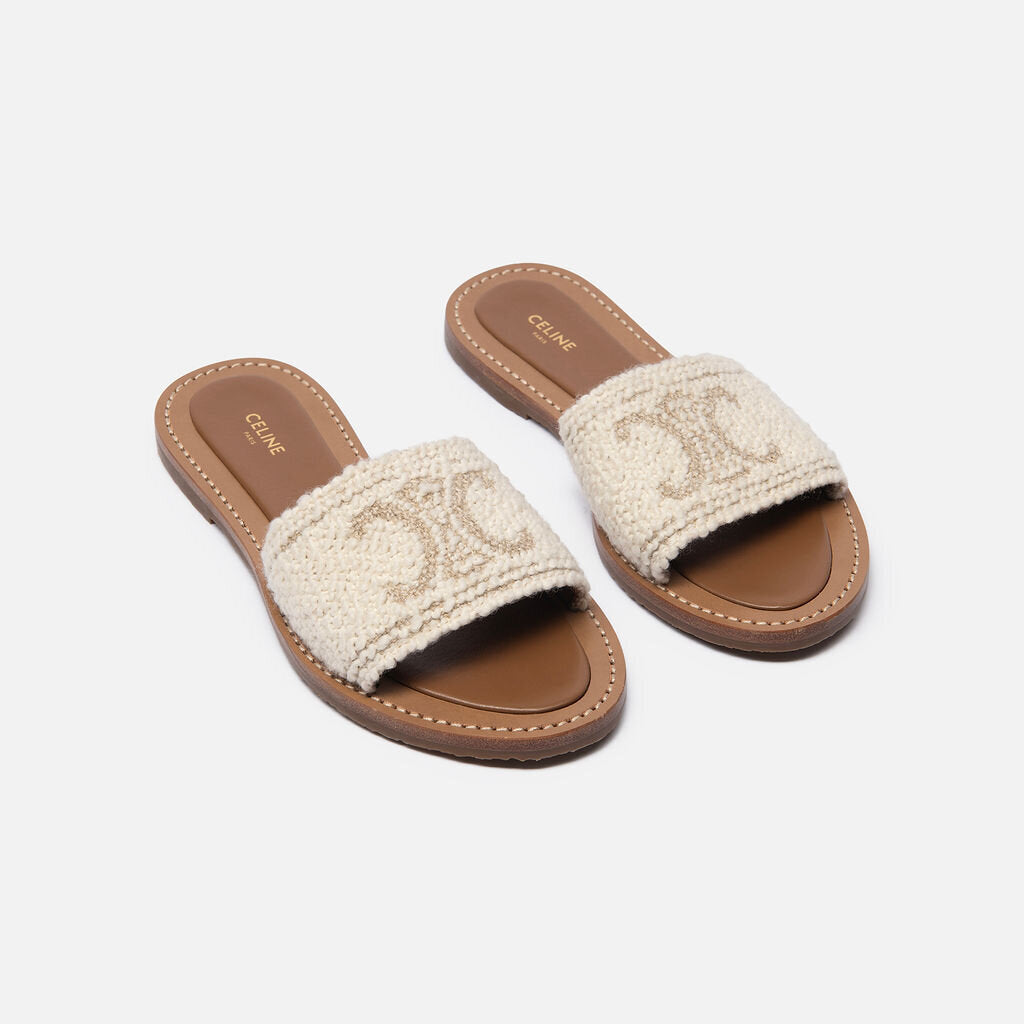 Celine Cream Logo Slide Mules