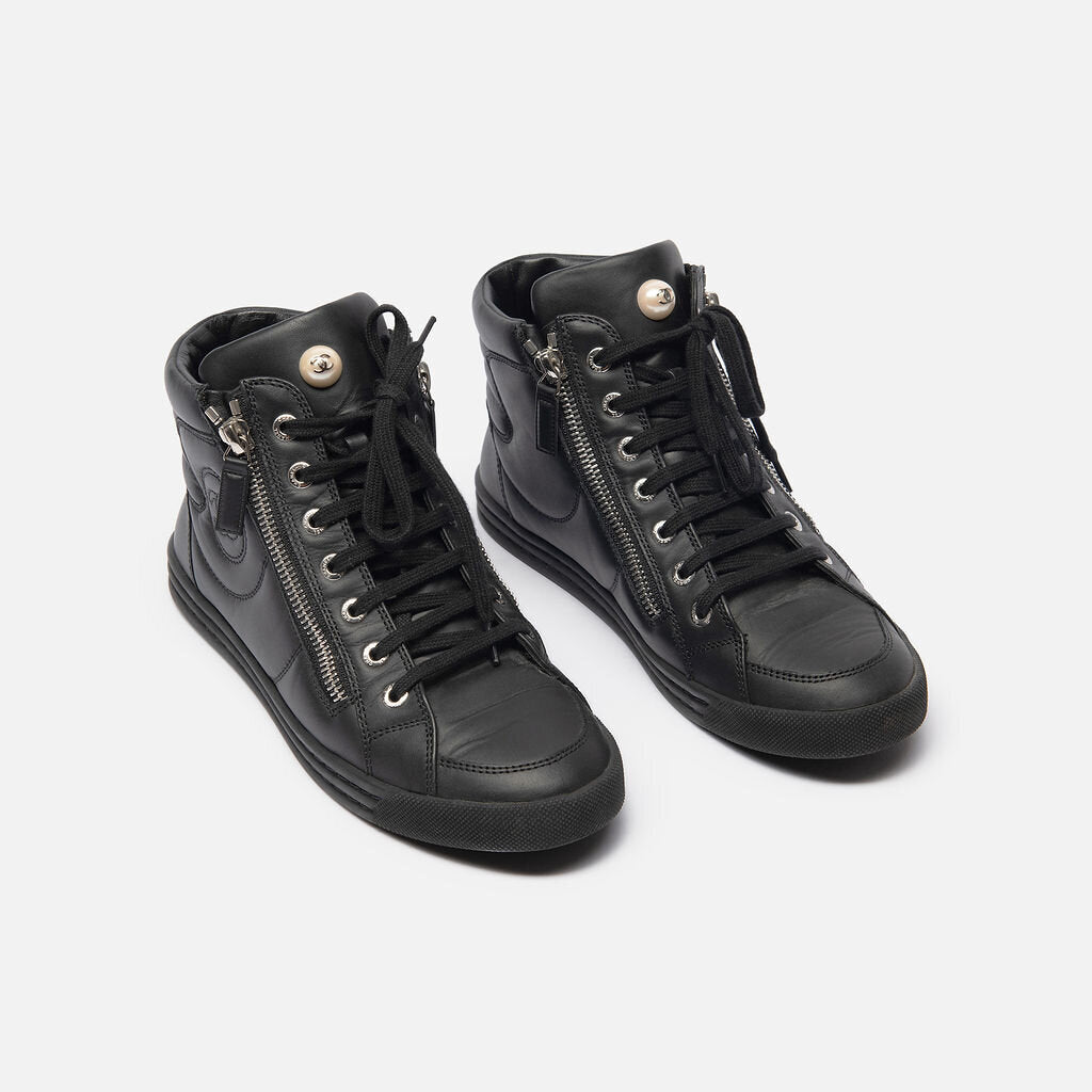 Chanel Black Leather Ankle Boot