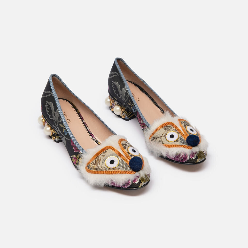 Gucci Jacquard Pearl Embellished Pump
