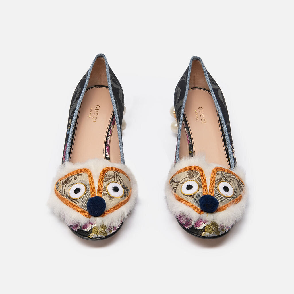 Gucci Jacquard Pearl Embellished Pump