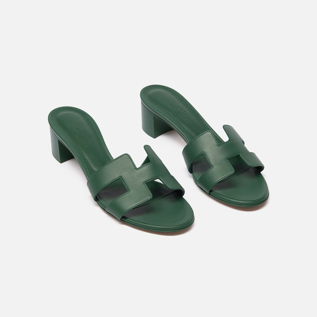 Hermes Green Leather Oasis Heel