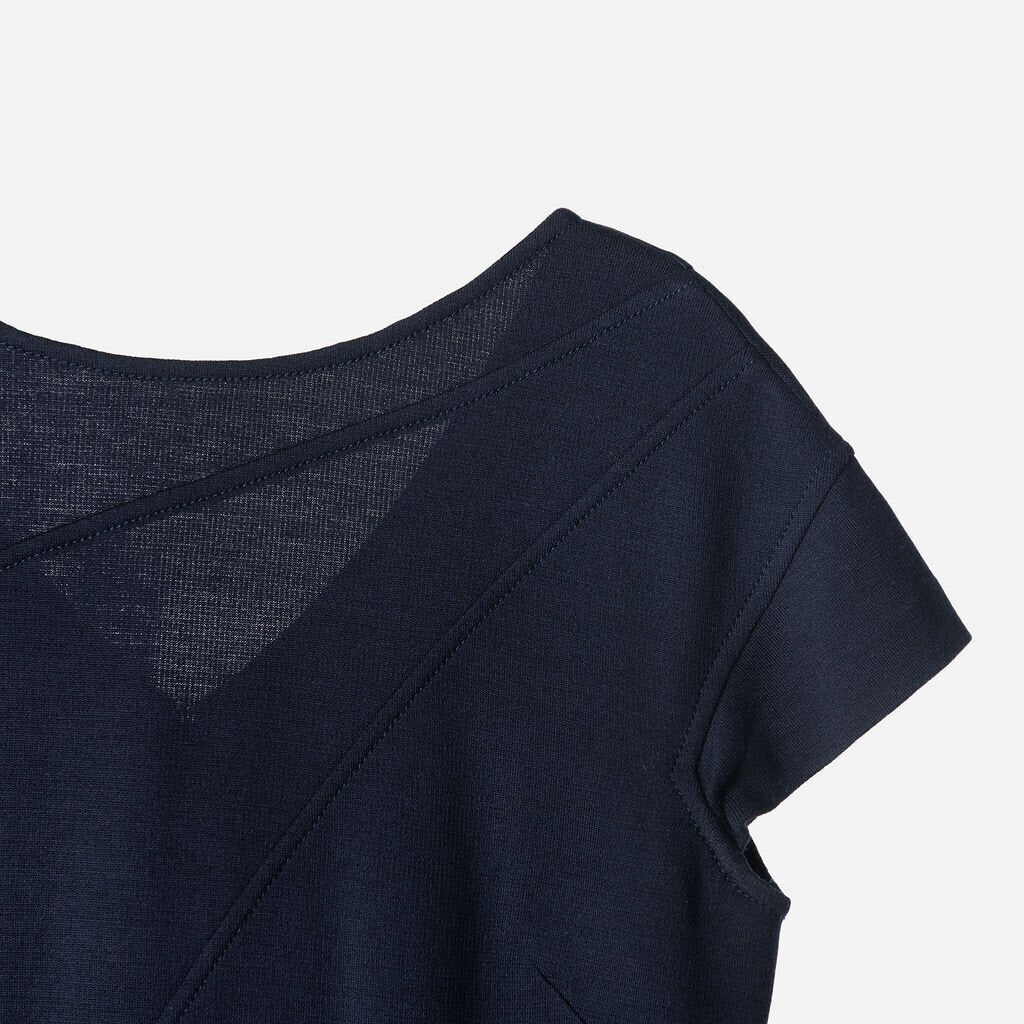 St. John Navy Wool Short Sleeve Dress