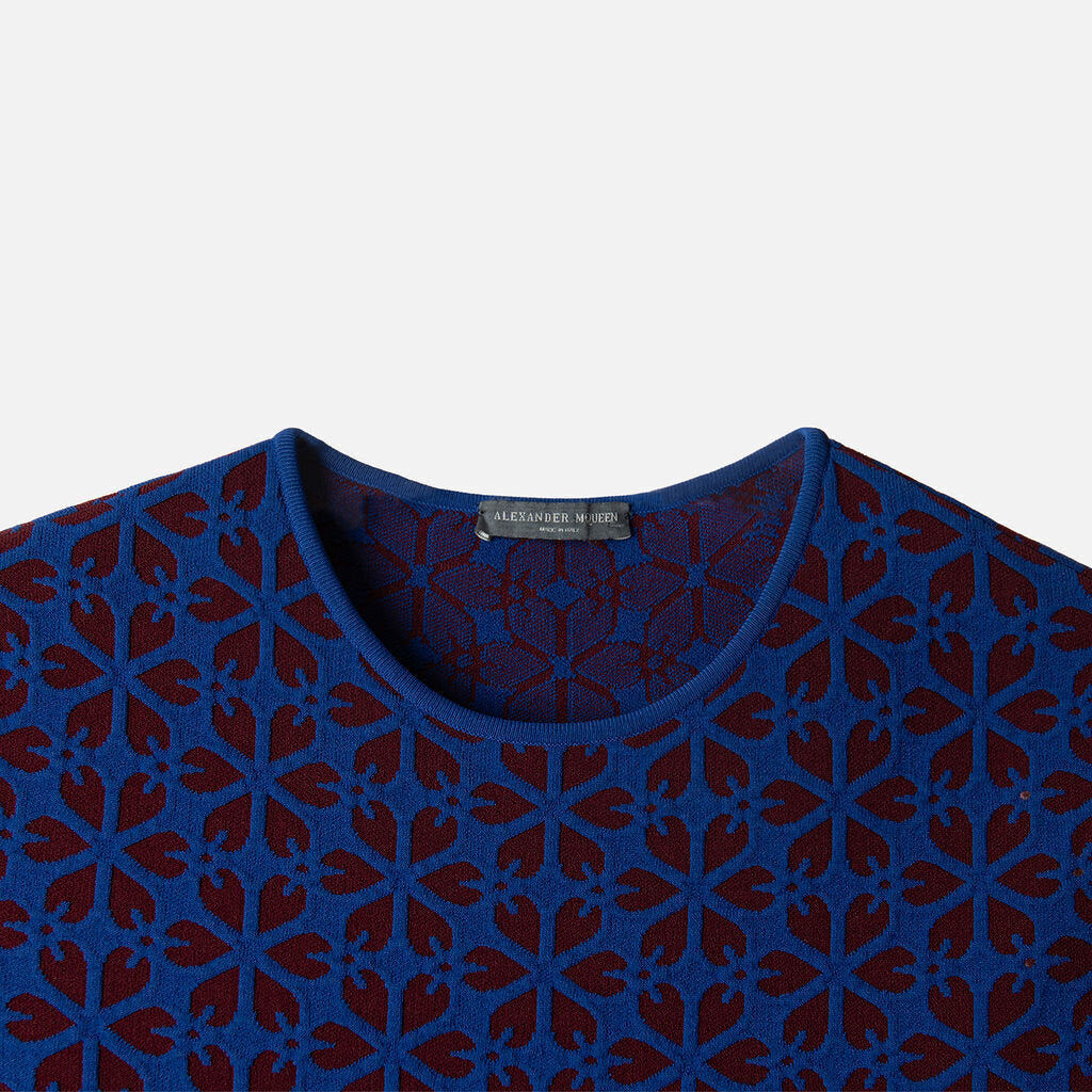 Alexander McQueen Blue & Burgundy Viscose & Poly Dress