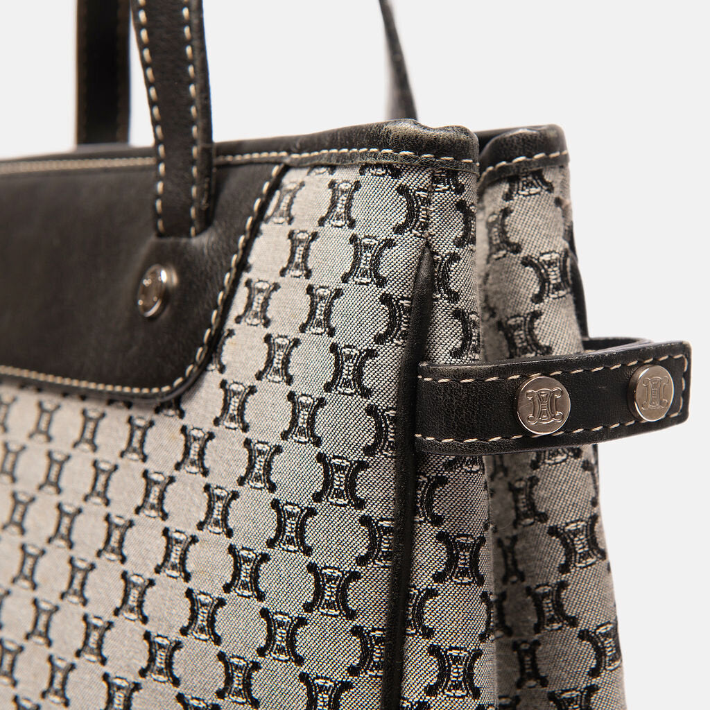 Celine Vintage Grey and Navy Tote