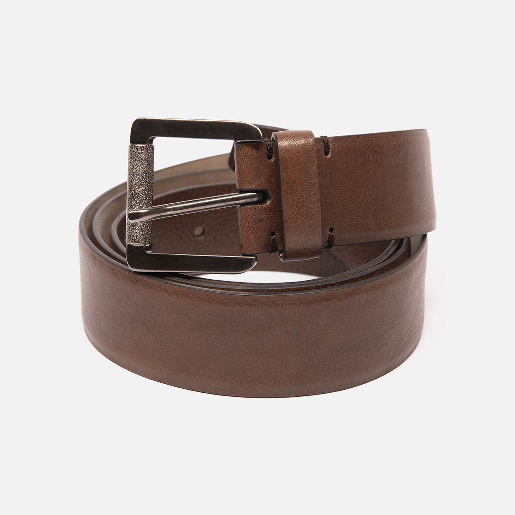 Brunello Cucinelli Brown Leather Belt with Caviar Beads