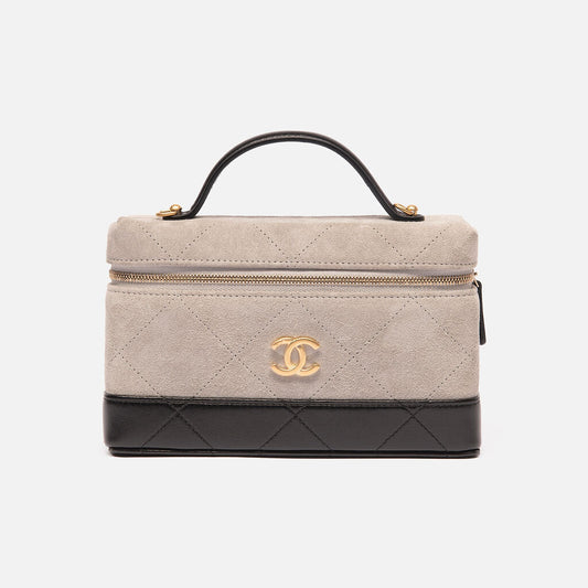 Chanel Grey Suede Slim Vanity on Chain
