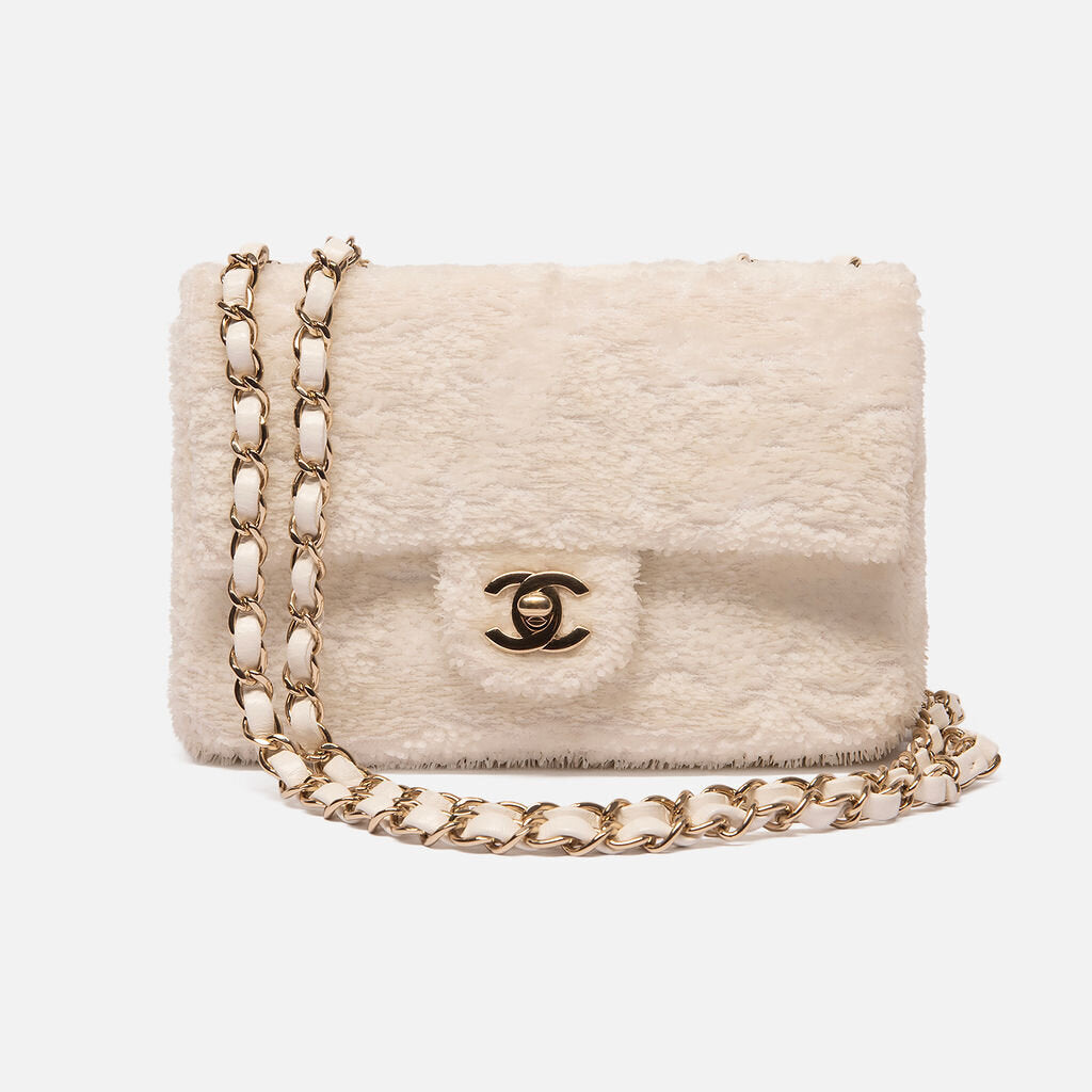 Chanel Cream & White Sequin Flap