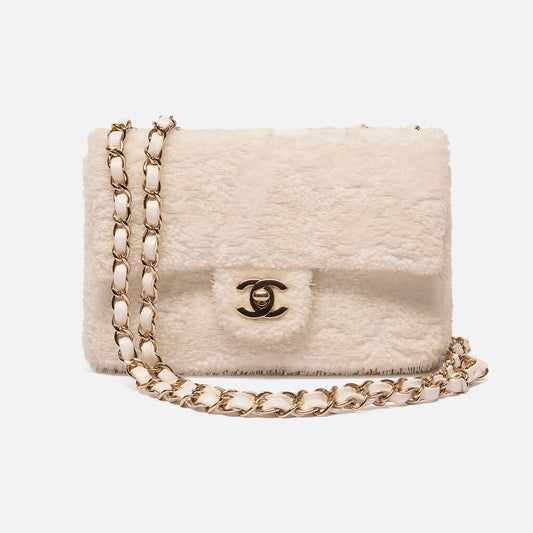 Chanel Cream & White Sequin Flap