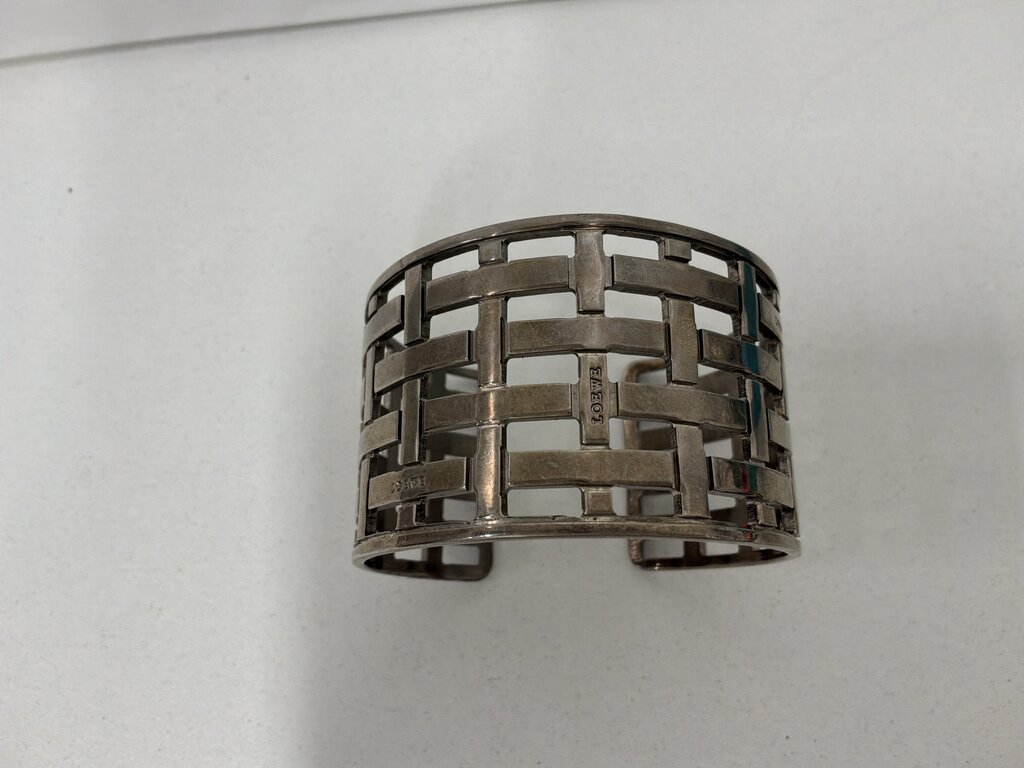 Loewe Plaid Lattice Silver Cuff