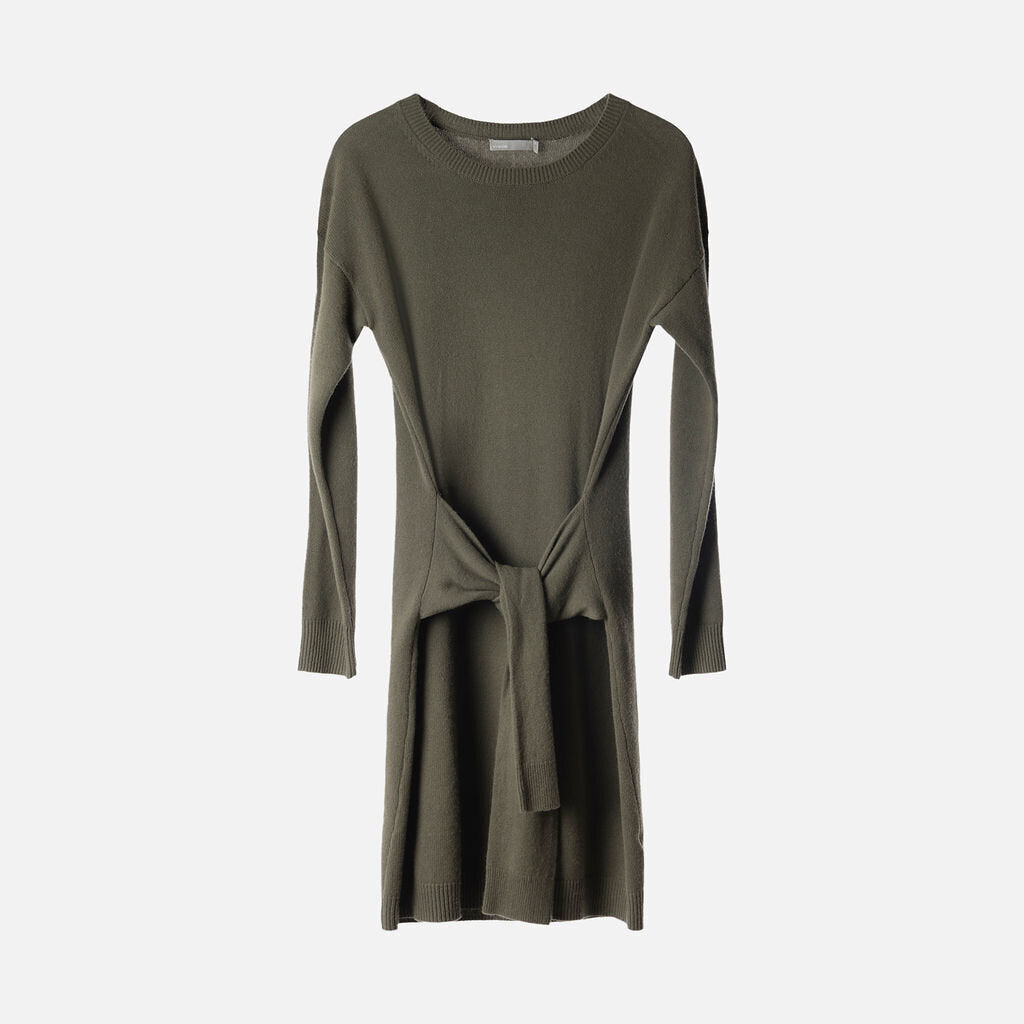 Vince Green Wool & Cashmere Belted Sweater Dress