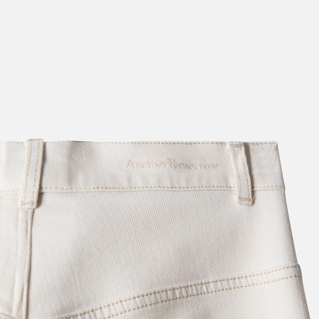 Another Tomorrow Cream Cotton Blend Wide Leg Pant