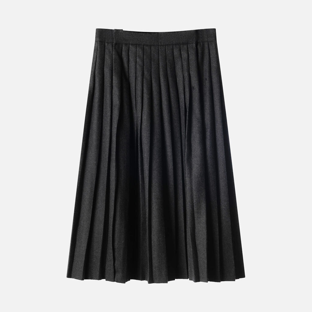Prada Grey Wool Pleated Midi Skirt (2025)
