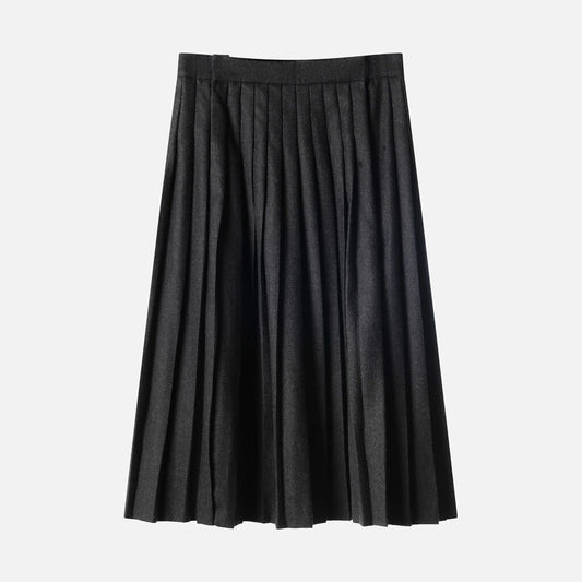 Prada Grey Wool Pleated Midi Skirt (2025)