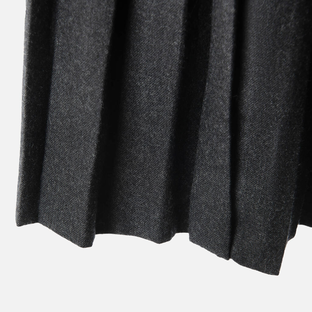 Prada Grey Wool Pleated Midi Skirt (2025)