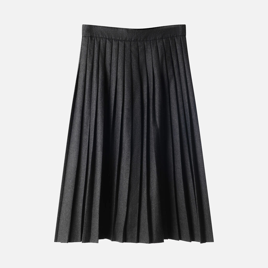 Prada Grey Wool Pleated Midi Skirt (2025)