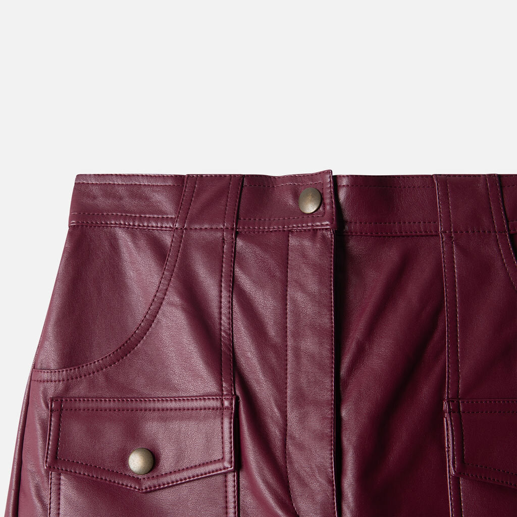 Philosophy di Alberta Ferretti Burgundy Faux Leather Shorts