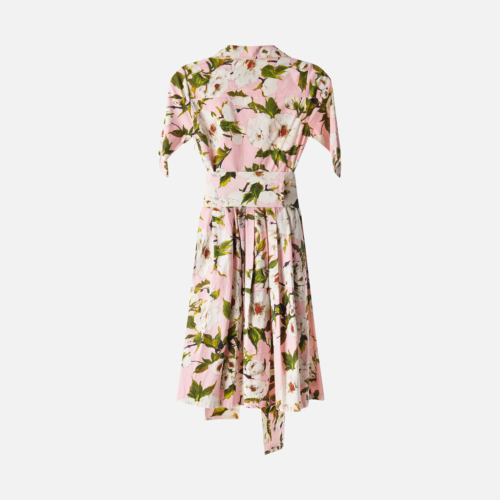 Samantha Sung Pink Floral Cotton Belted Shirt Dress
