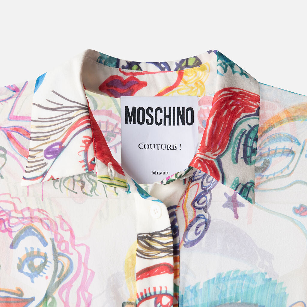 Moschino White Acetate Face Dress