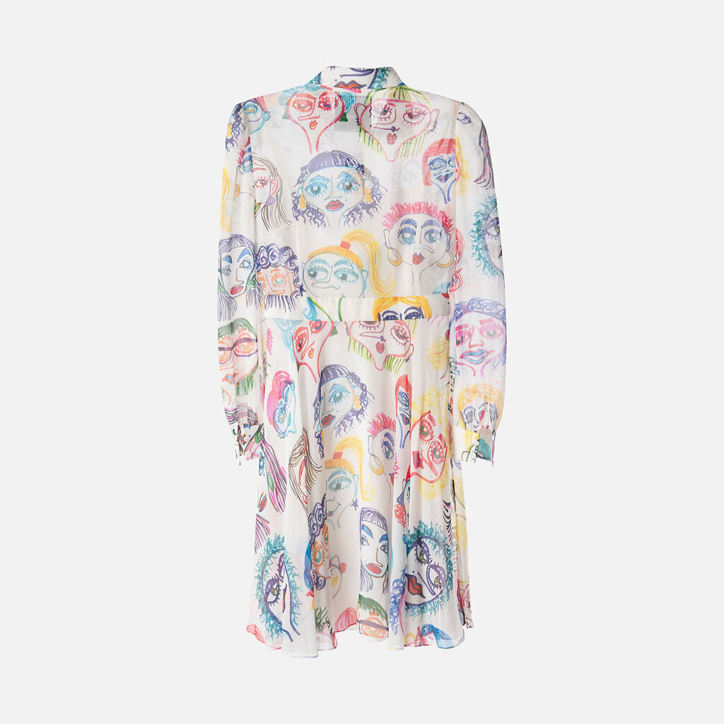 Moschino White Acetate Face Dress